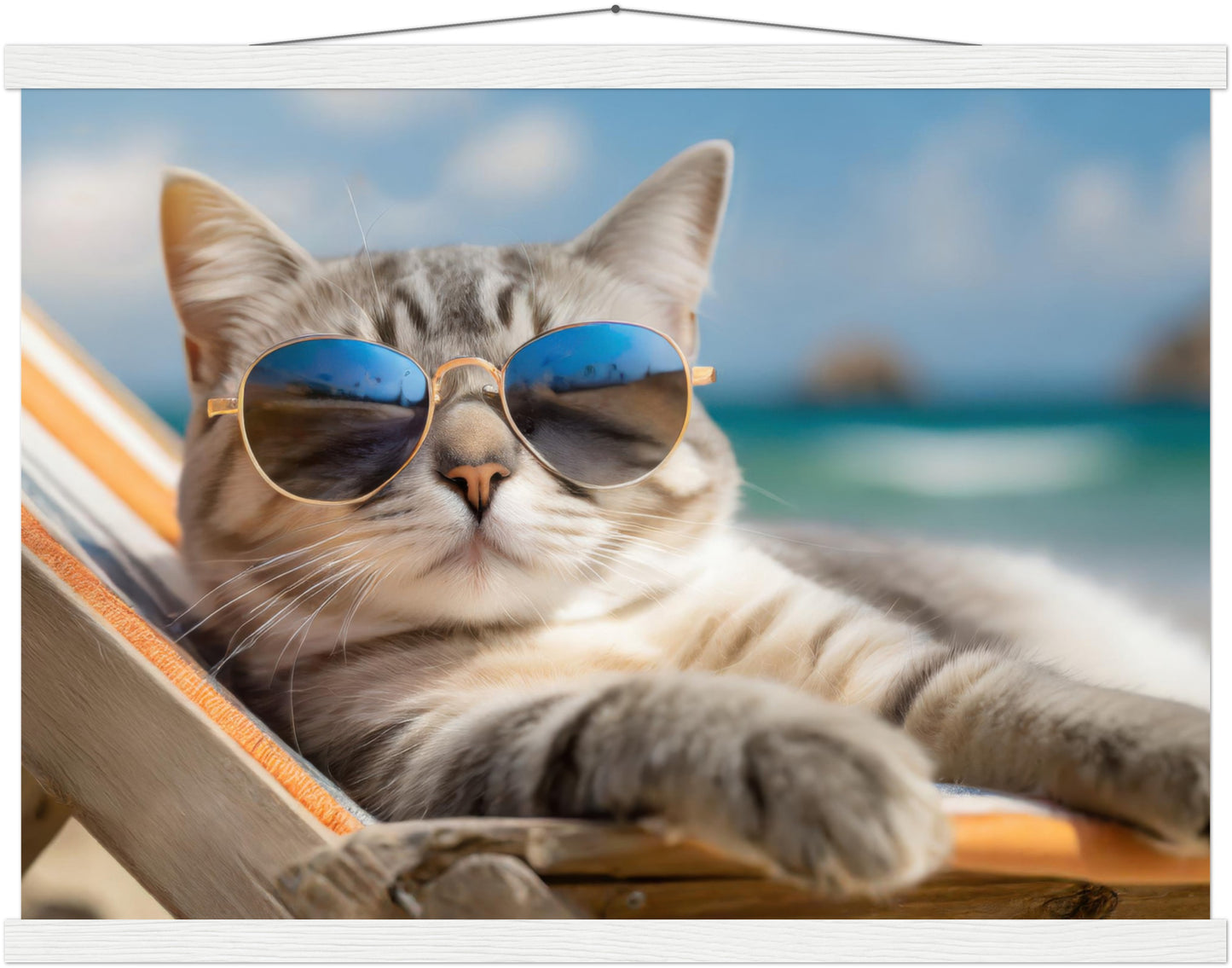 Beach Cat Poster with Hanger